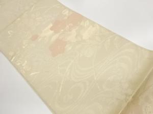 紗 秋草模様織出し袋帯